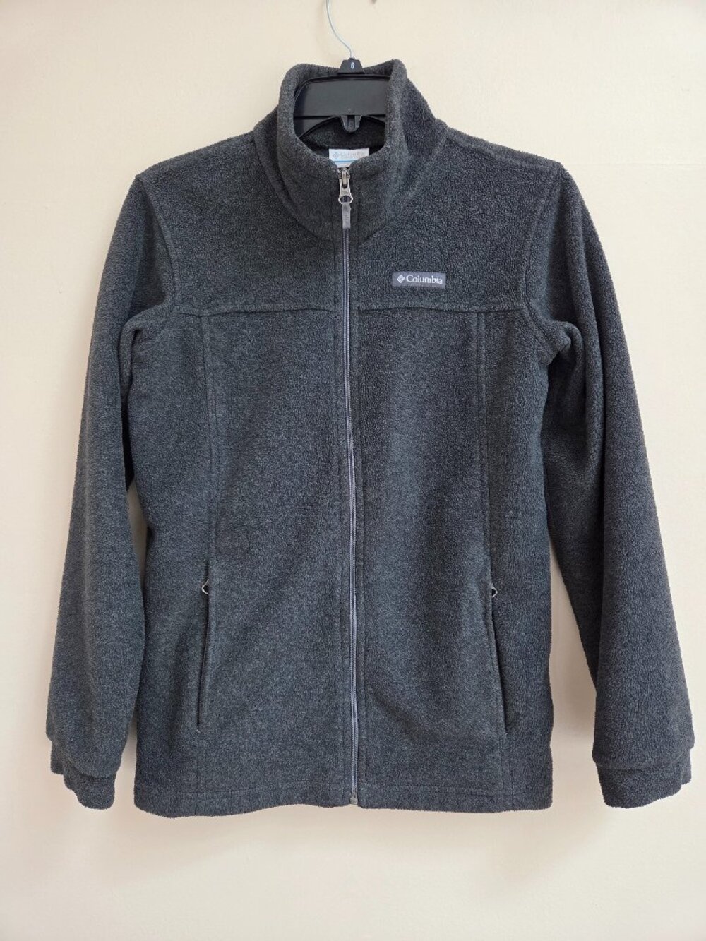 Columbia Boys Steens Mountain Gray Full Zip Fleece Jacket Size L Mock Neck Comfy
